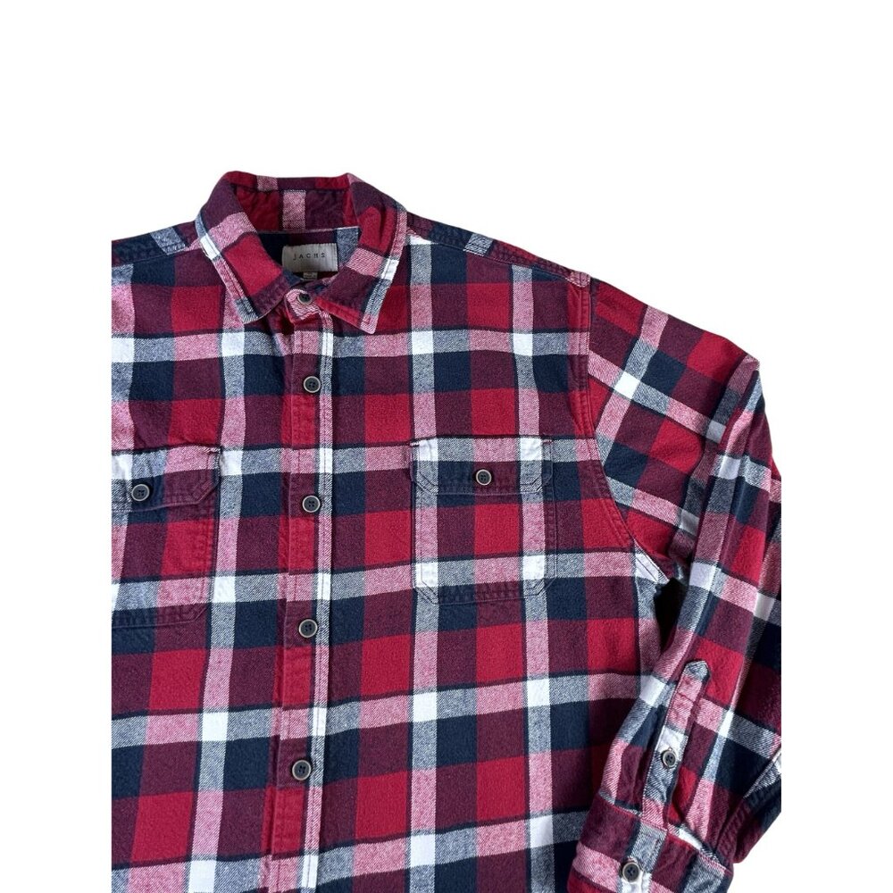 Jachs Flannel Shirt Red Plaid Men's Sz XL Button Up Long Sleeve Casual Holidays